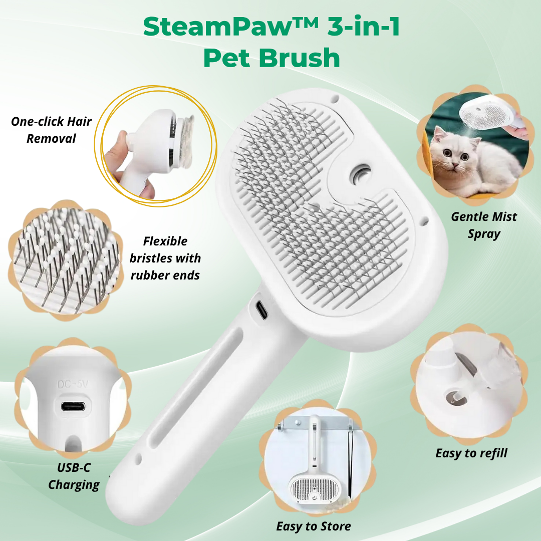 SteamPaw™ 3in1 Pet Hair Brush